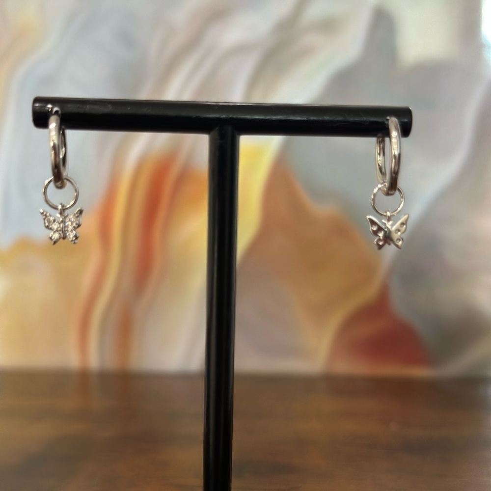 Charming Small Silver Butterfly Hoop Earrings for Kids